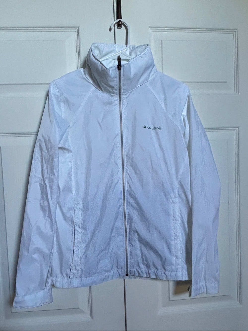 Columbia Women’s White Lightweight Full Zip Windbreaker Jacket Size M